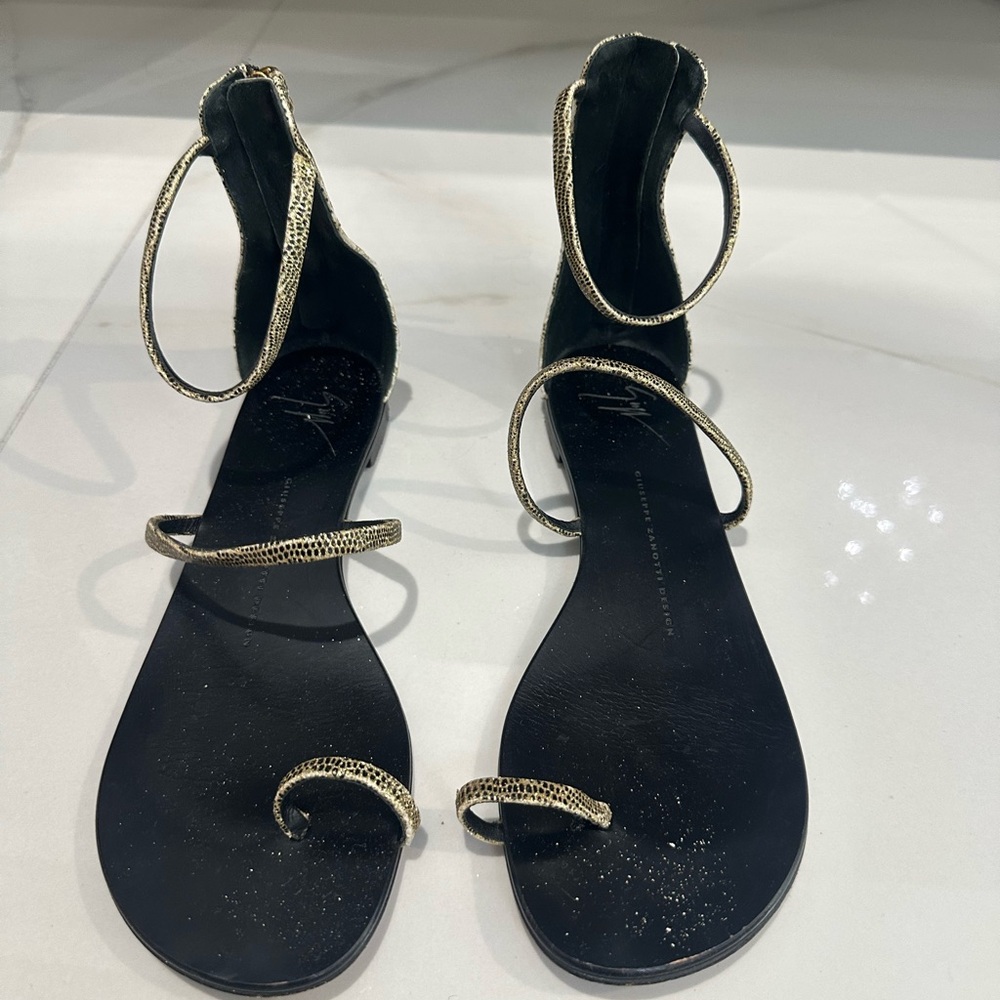 Giuseppe Zanotti Black and Gold Sandals